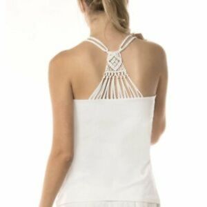 Lucky In Love white Macrame back tank, XS, NWT